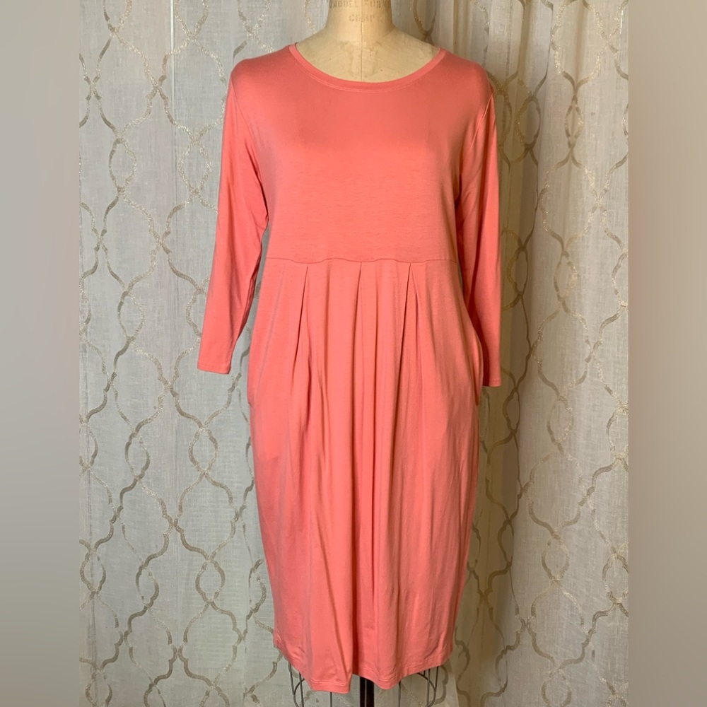 NWT Masai Copenhagen Pleated Front Peach/Coral Dress w Pockets sz Small